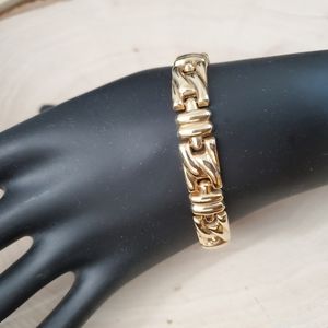 10mm 14K Gold Art Deco Chunky Bracelet